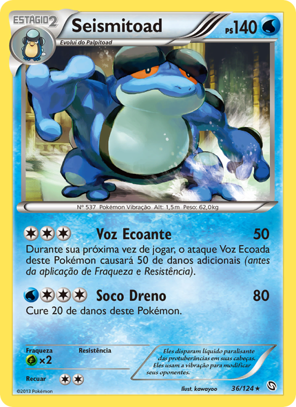 Seismitoad 36 — Dragões Enaltecidos (Portuguese Pokémon TCG card)