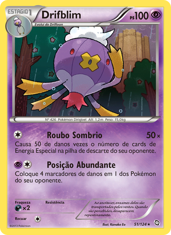 Drifblim 51 — Dragões Enaltecidos (Portuguese Pokémon TCG card)