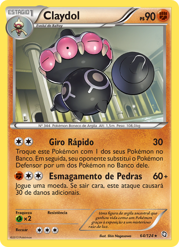 Claydol 64 — Dragões Enaltecidos (Portuguese Pokémon TCG card)