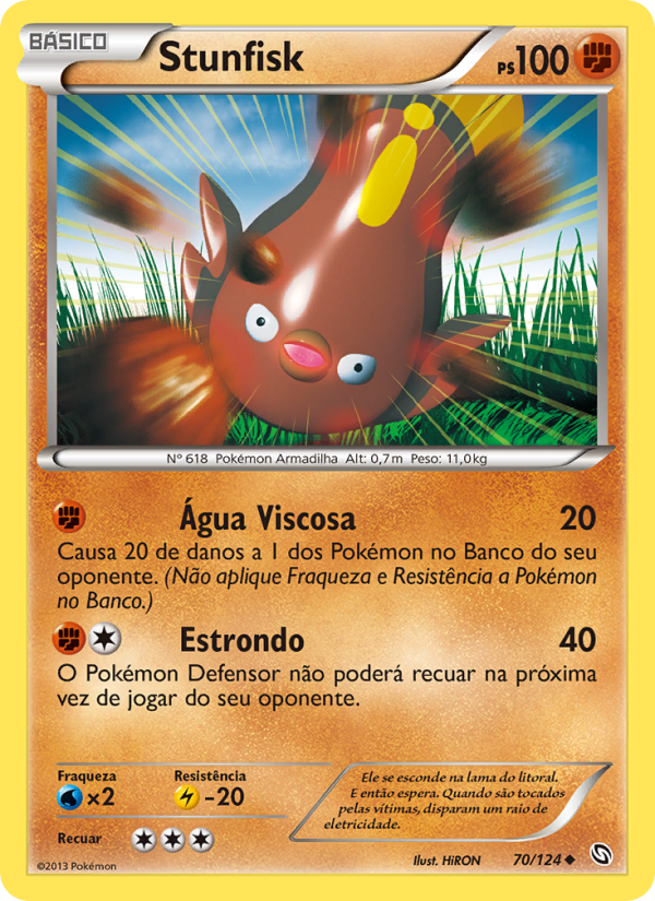 Stunfisk 70 — Dragões Enaltecidos (Portuguese Pokémon TCG card)