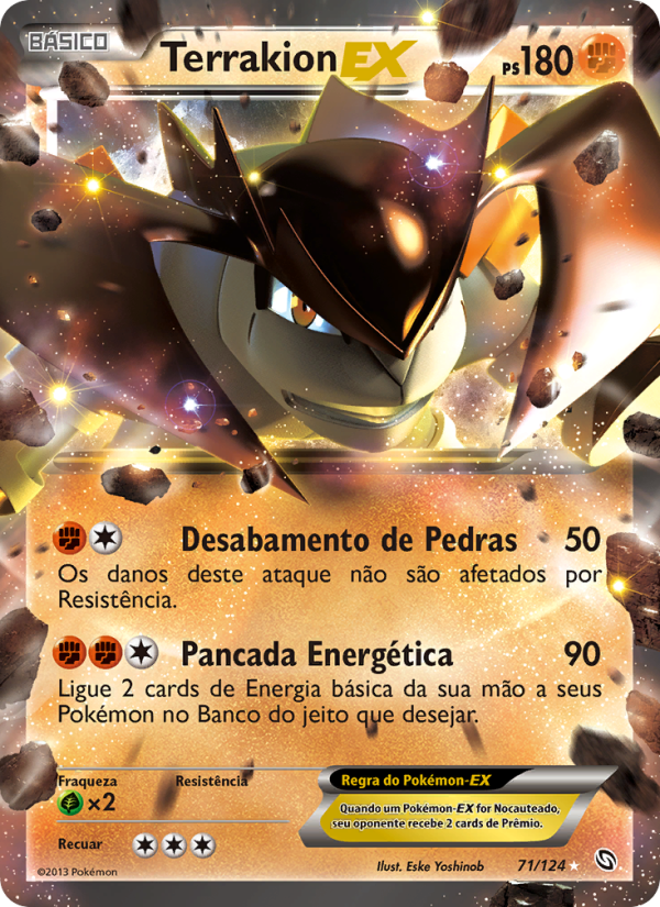 Terrakion-EX 71 — Dragões Enaltecidos (Portuguese Pokémon TCG card)