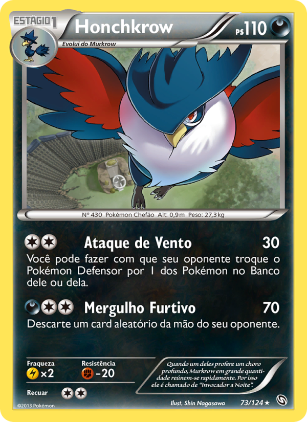Honchkrow 73 — Dragões Enaltecidos (Portuguese Pokémon TCG card)