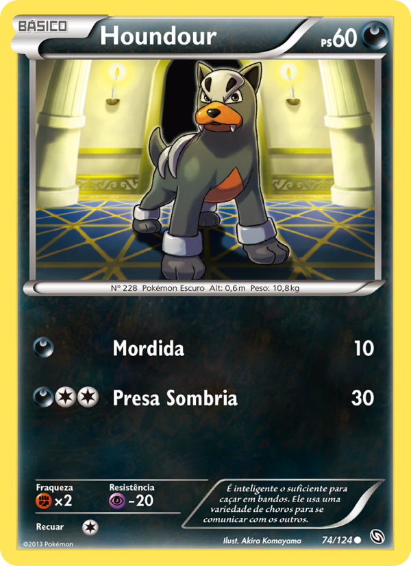 Houndour 74 — Dragões Enaltecidos (Portuguese Pokémon TCG card)