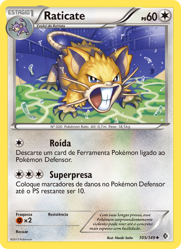 Raticate 105 — Fronteiras Cruzadas (Portuguese Pokémon TCG card)