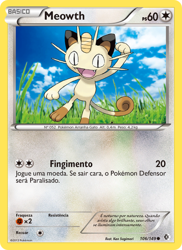 Meowth 106 — Fronteiras Cruzadas (Portuguese Pokémon TCG card)