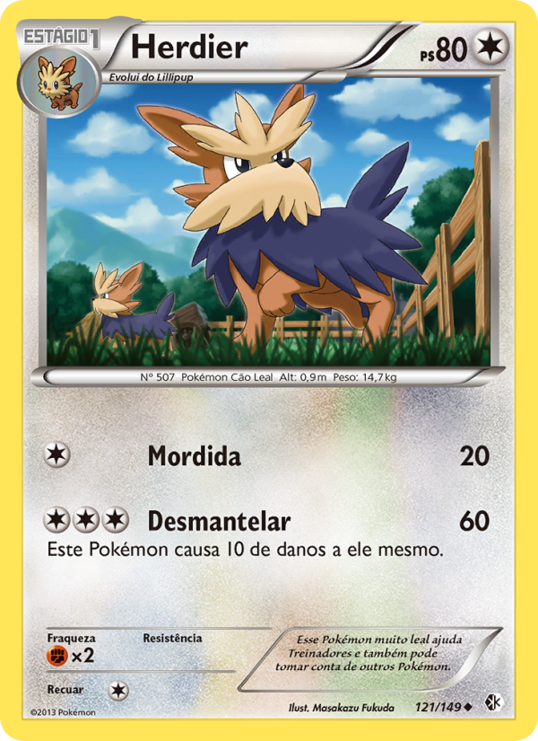 Herdier 121 — Fronteiras Cruzadas (Portuguese Pokémon TCG card)