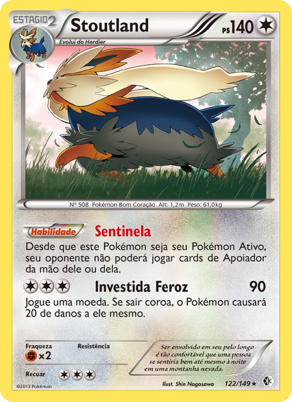 Stoutland 122 — Fronteiras Cruzadas (Portuguese Pokémon TCG card)