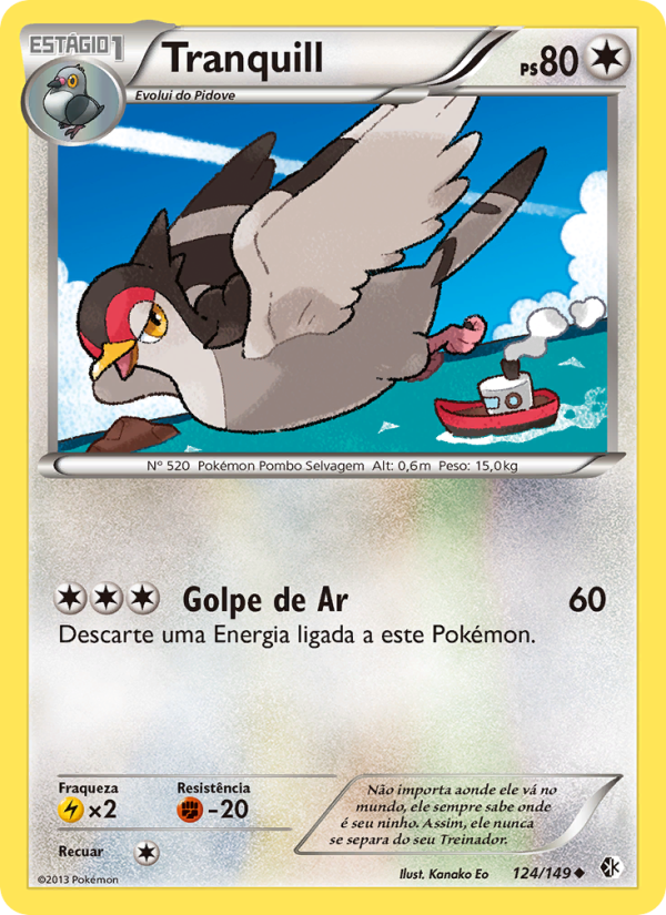 Tranquill 124 — Fronteiras Cruzadas (Portuguese Pokémon TCG card)