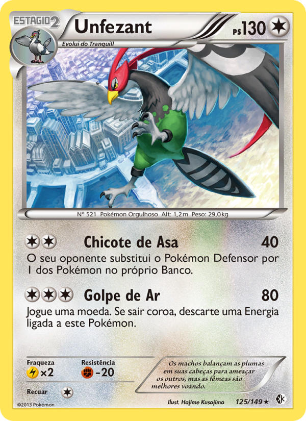 Unfezant 125 — Fronteiras Cruzadas (Portuguese Pokémon TCG card)