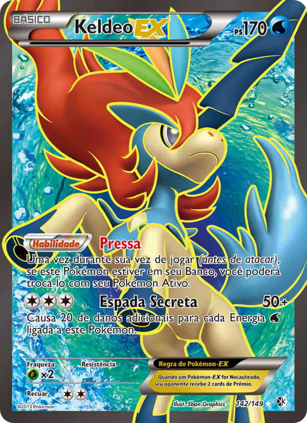 Keldeo-EX 142 — Fronteiras Cruzadas (Portuguese Pokémon TCG card)