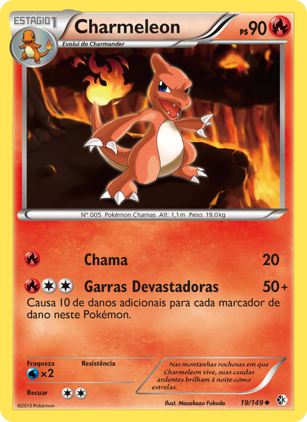 Charmeleon 19 — Fronteiras Cruzadas (Portuguese Pokémon TCG card)