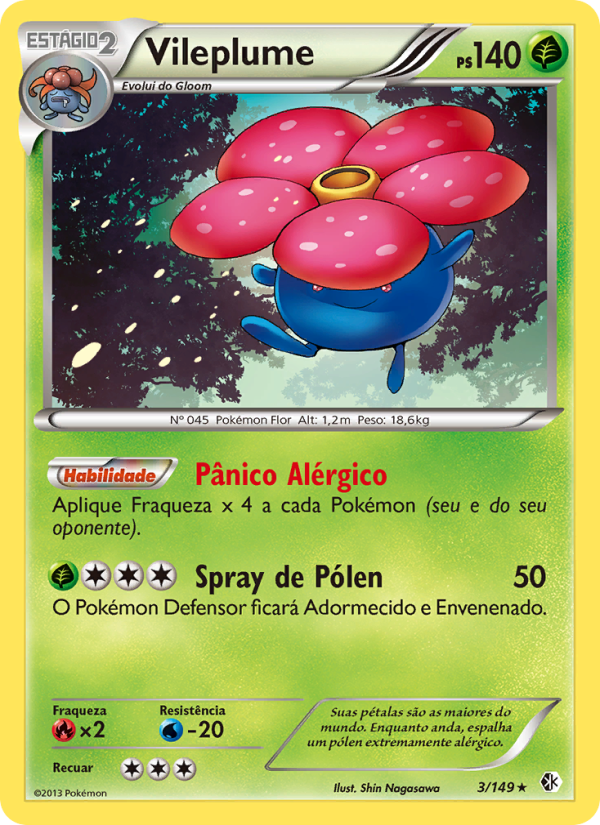 Vileplume 3 — Fronteiras Cruzadas (Portuguese Pokémon TCG card)