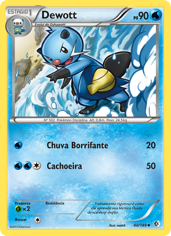 Dewott 40 — Fronteiras Cruzadas (Portuguese Pokémon TCG card)