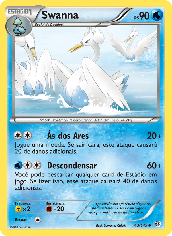Swanna 43 — Fronteiras Cruzadas (Portuguese Pokémon TCG card)