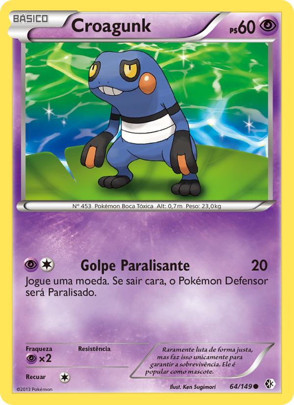 Croagunk 64 — Fronteiras Cruzadas (Portuguese Pokémon TCG card)