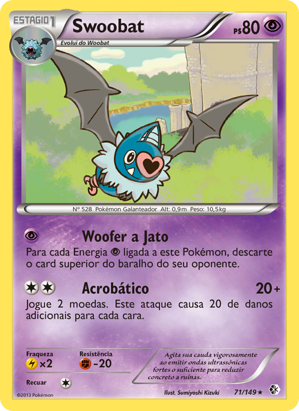 Swoobat 71 — Fronteiras Cruzadas (Portuguese Pokémon TCG card)
