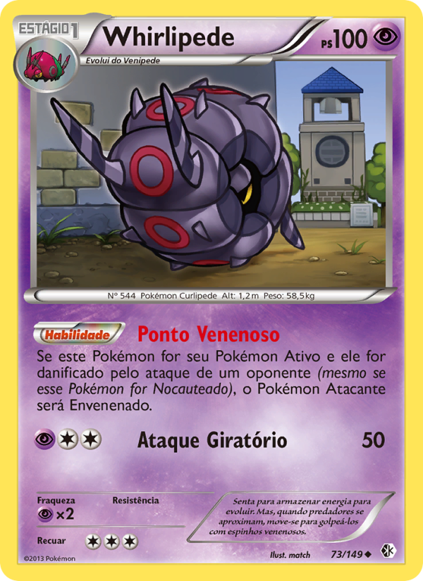 Whirlipede 73 — Boundaries Crossed (Portuguese Pokémon TCG card)