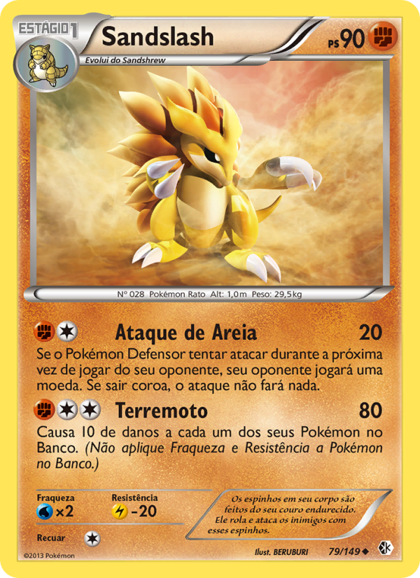 Sandslash 79 — Fronteiras Cruzadas (Portuguese Pokémon TCG card)