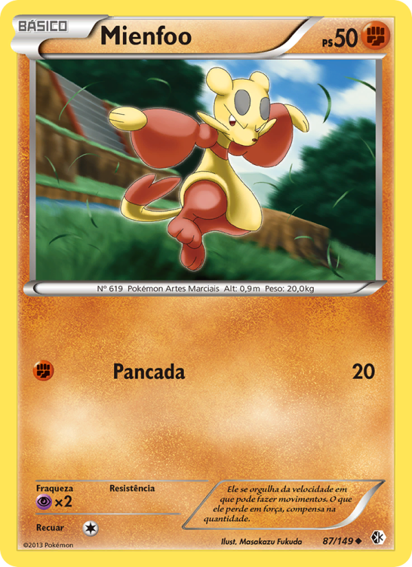 Mienfoo 87 — Fronteiras Cruzadas (Portuguese Pokémon TCG card)