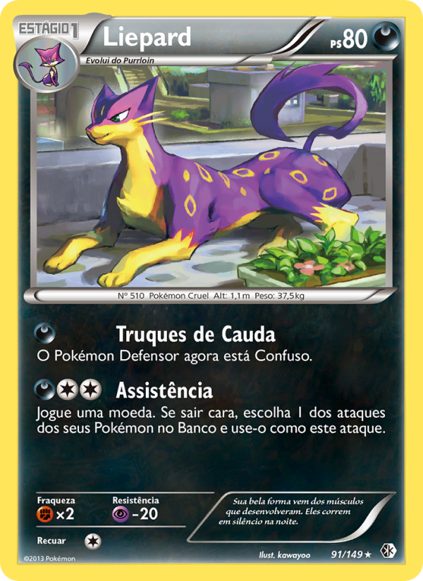 Liepard 91 — Fronteiras Cruzadas (Portuguese Pokémon TCG card)