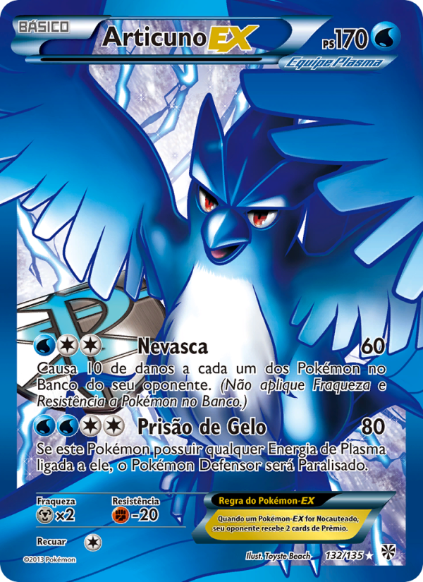 Articuno-EX 132 — Tempestade de Plasma (Portuguese Pokémon TCG card)