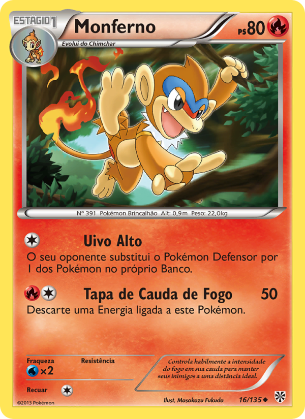Monferno 16 — Tempestade de Plasma (Portuguese Pokémon TCG card)