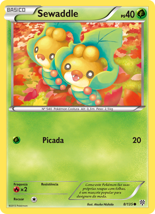 Sewaddle 8 — Tempestade de Plasma (Portuguese Pokémon TCG card)