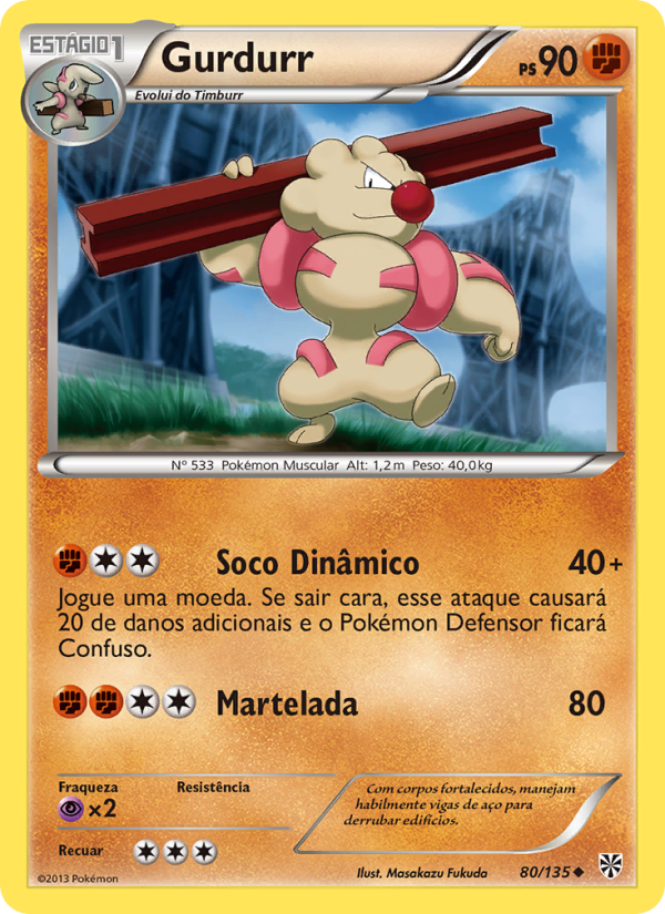 Gurdurr 80 — Tempestade de Plasma (Portuguese Pokémon TCG card)
