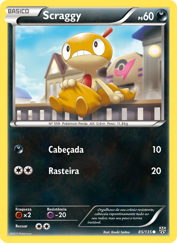 Scraggy 85 — Tempestade de Plasma (Portuguese Pokémon TCG card)