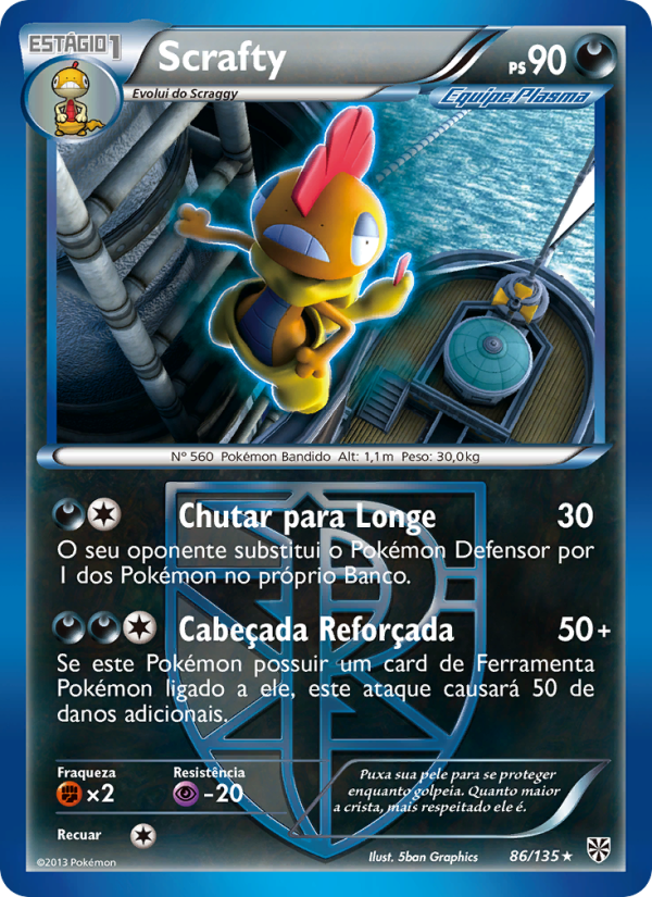 Scrafty 86 — Tempestade de Plasma (Portuguese Pokémon TCG card)