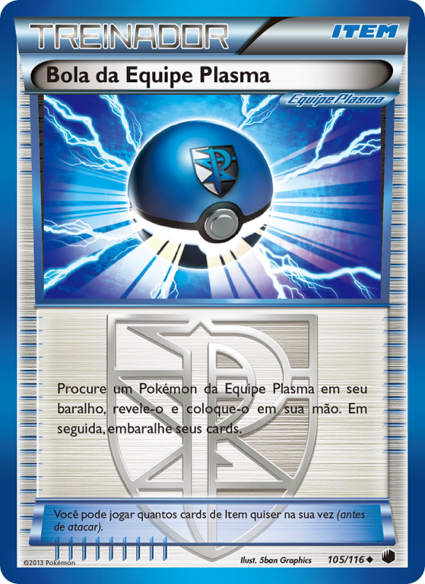 Bola da Equipe Plasma 105 — Congelamento de Plasma (Portuguese Pokémon TCG card)