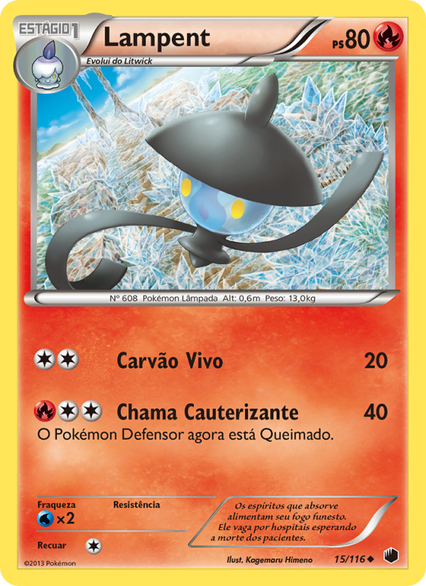Lampent 15 — Congelamento de Plasma (Portuguese Pokémon TCG card)