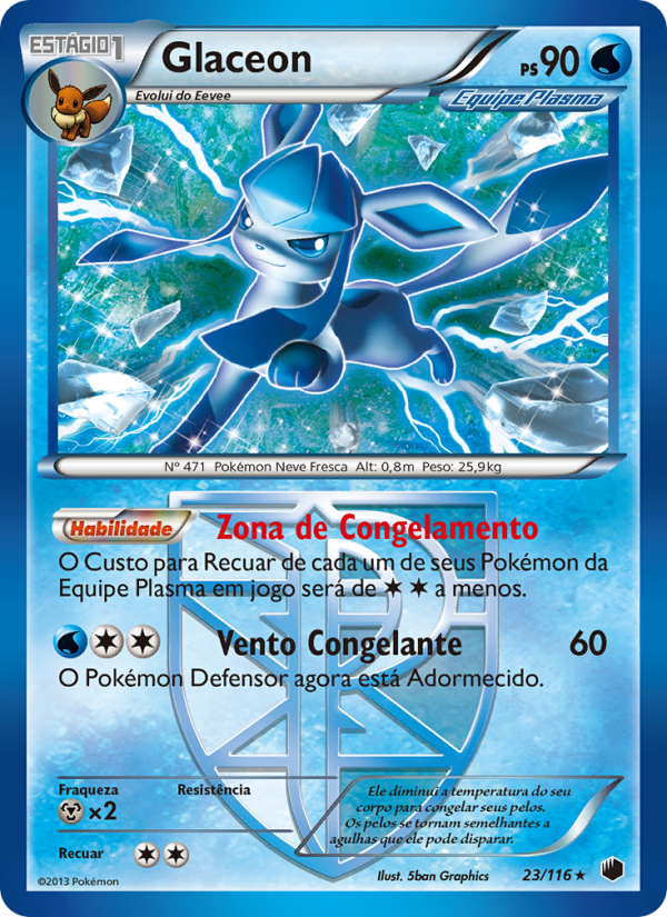 Glaceon 23 — Congelamento de Plasma (Portuguese Pokémon TCG card)