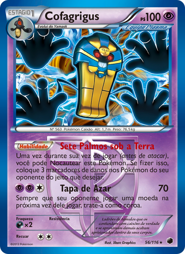 Cofagrigus 56 — Congelamento de Plasma (Portuguese Pokémon TCG card)