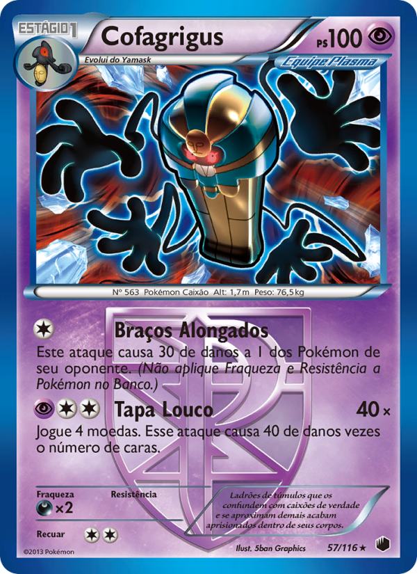 Cofagrigus 57 — Congelamento de Plasma (Portuguese Pokémon TCG card)