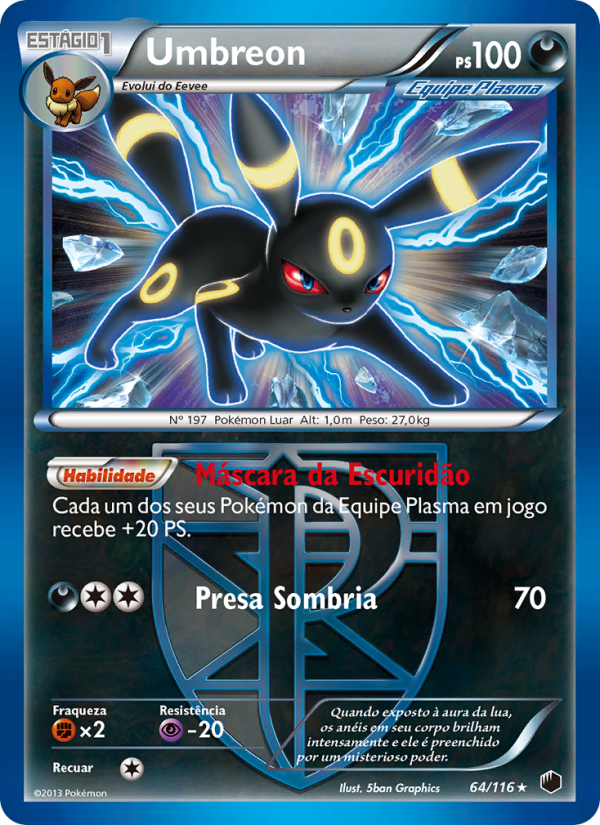 Umbreon 64 — Congelamento de Plasma (Portuguese Pokémon TCG card)