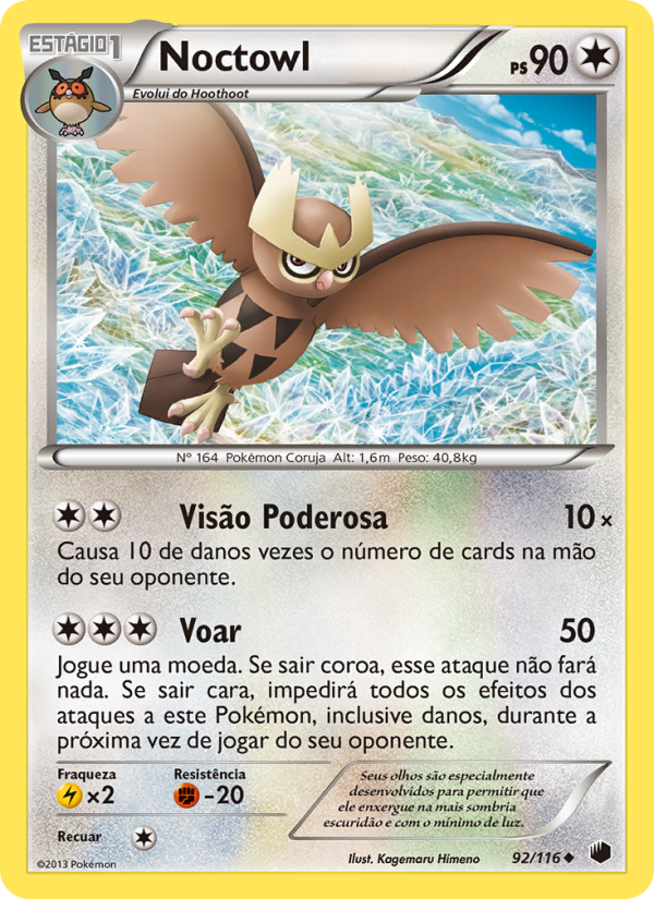 Noctowl 92 — Congelamento de Plasma (Portuguese Pokémon TCG card)