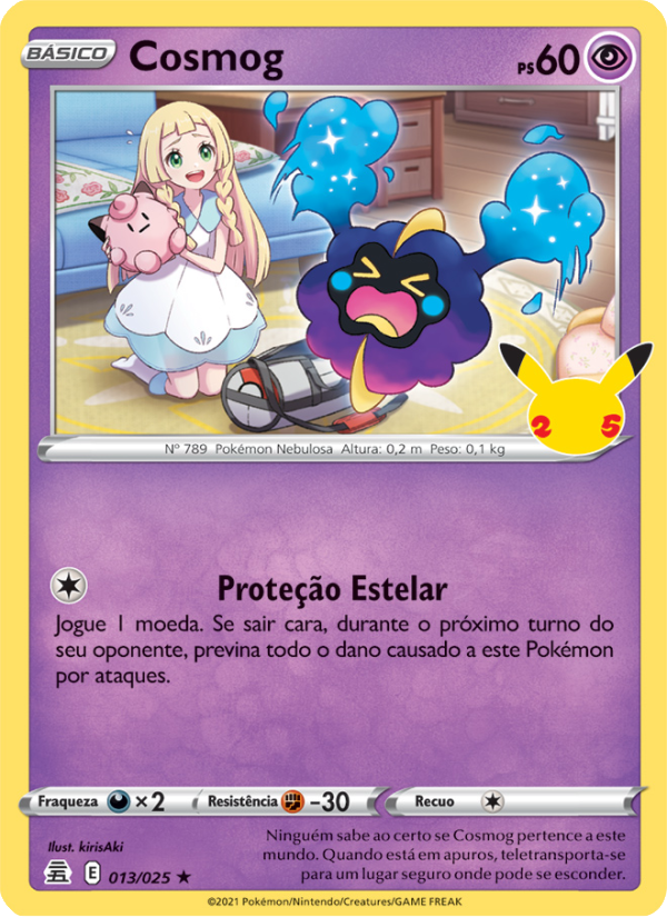 Cosmog 13 — Celebrações (Portuguese Pokémon TCG card)