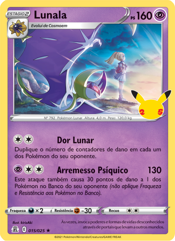 Lunala 15 — Celebrações (Portuguese Pokémon TCG card)