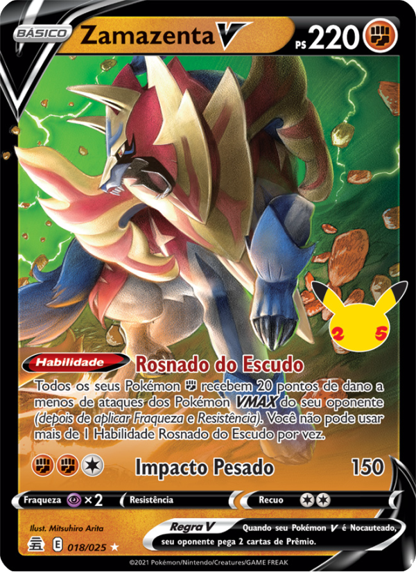 Zamazenta V 18 — Celebrações (Portuguese Pokémon TCG card)