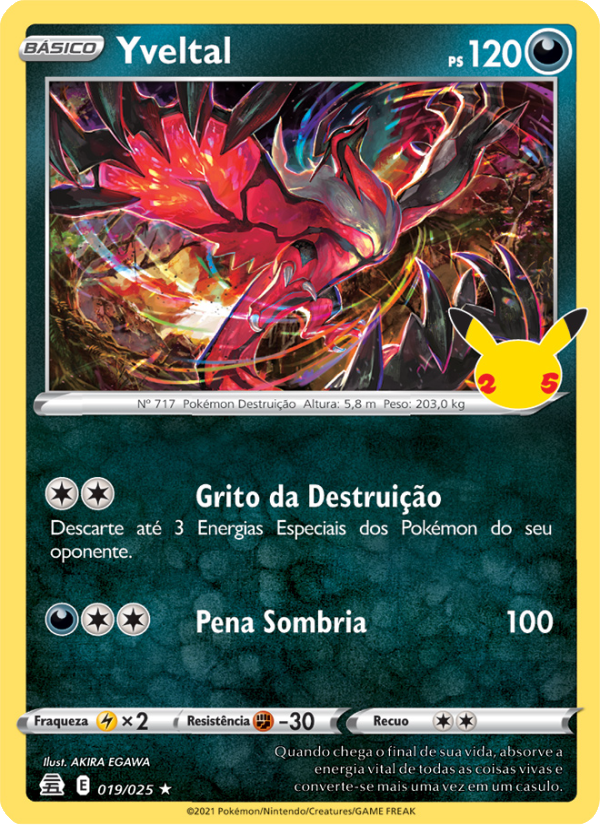 Yveltal 19 — Celebrações (Portuguese Pokémon TCG card)