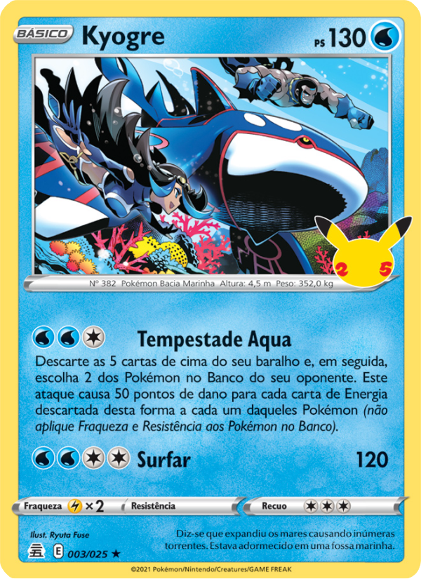 Kyogre 3 — Celebrações (Portuguese Pokémon TCG card)