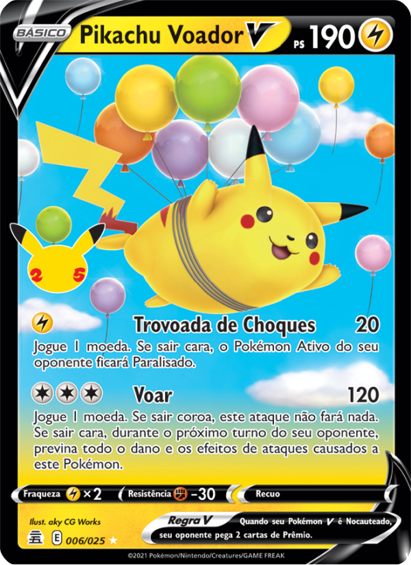 Pikachu Voador V 6 — Celebrações (Portuguese Pokémon TCG card)