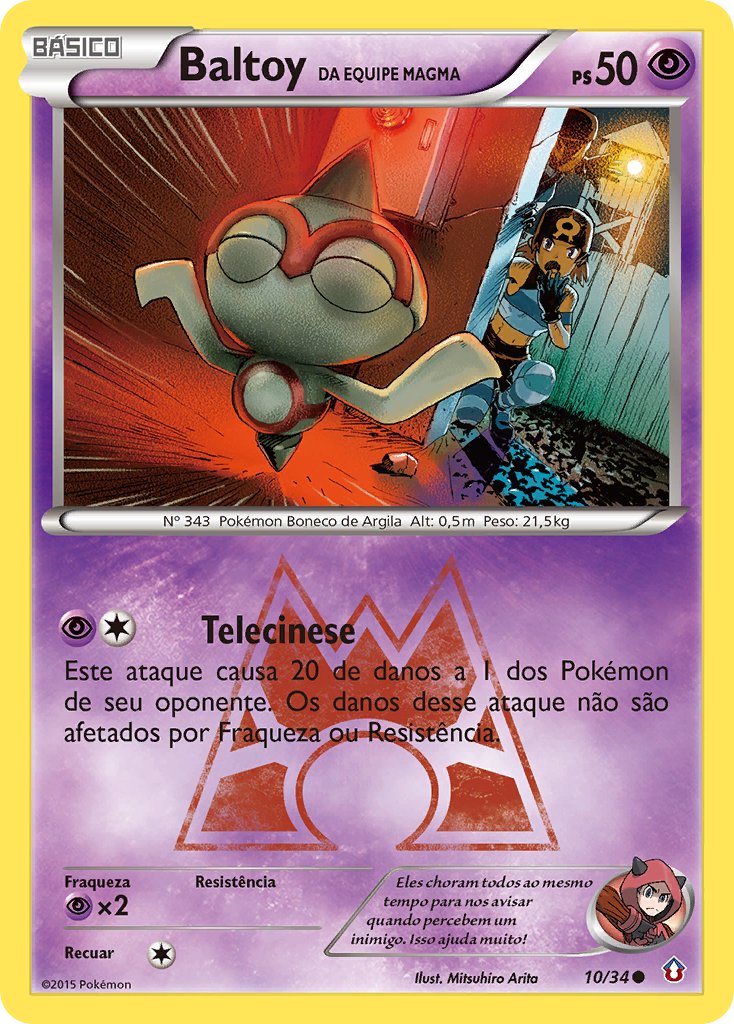 Baltoy da Equipe Magma 10 — Double Crisis (Portuguese Pokémon TCG card)