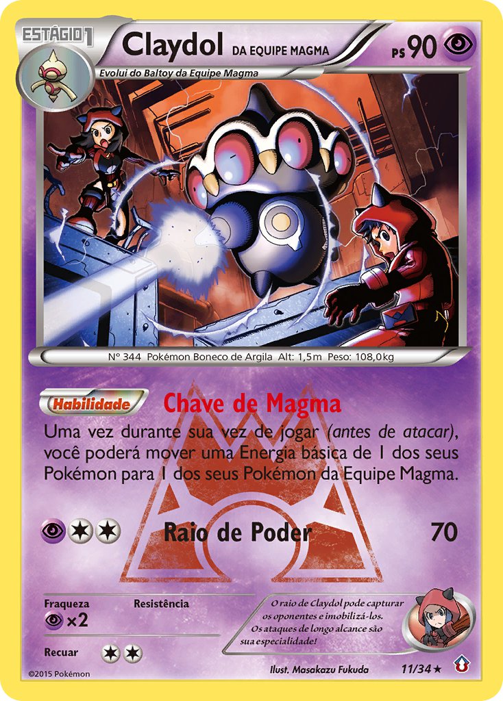 Claydol da Equipe Magma 11 — Double Crisis (Portuguese Pokémon TCG card)