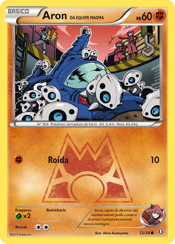 Aron da Equipe Magma 12 — Double Crisis (Portuguese Pokémon TCG card)