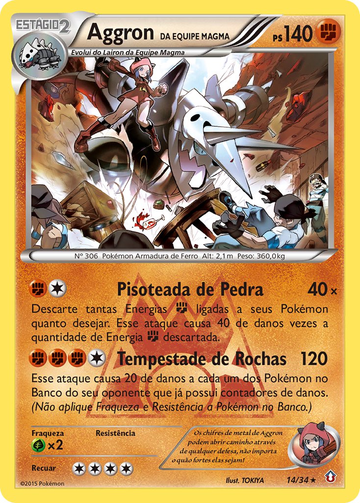 Aggron da Equipe Magma 14 — Double Crisis (Portuguese Pokémon TCG card)