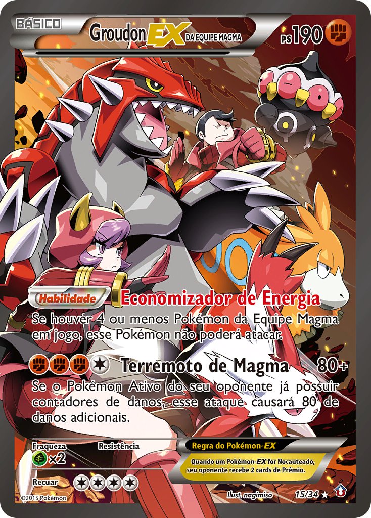 Groudon-EX da Equipe Magma 15 — Double Crisis (Portuguese Pokémon TCG card)