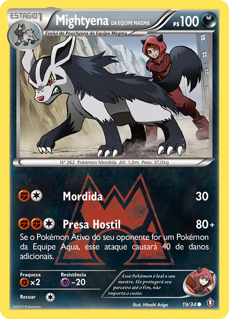 Mightyena da Equipe Magma 19 — Double Crisis (Portuguese Pokémon TCG card)