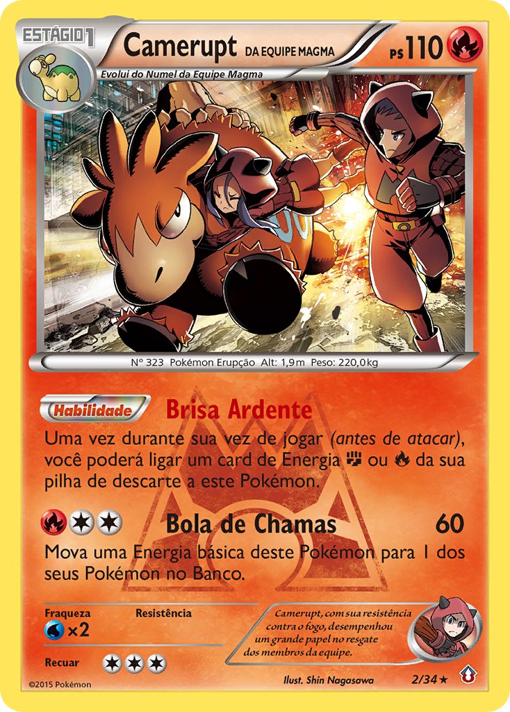 Camerupt da Equipe Magma 2 — Double Crisis (Portuguese Pokémon TCG card)